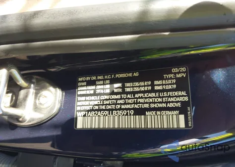 2020 Porsche Macan S from USA, damaged, VIN WP1AB2A59LLB35919